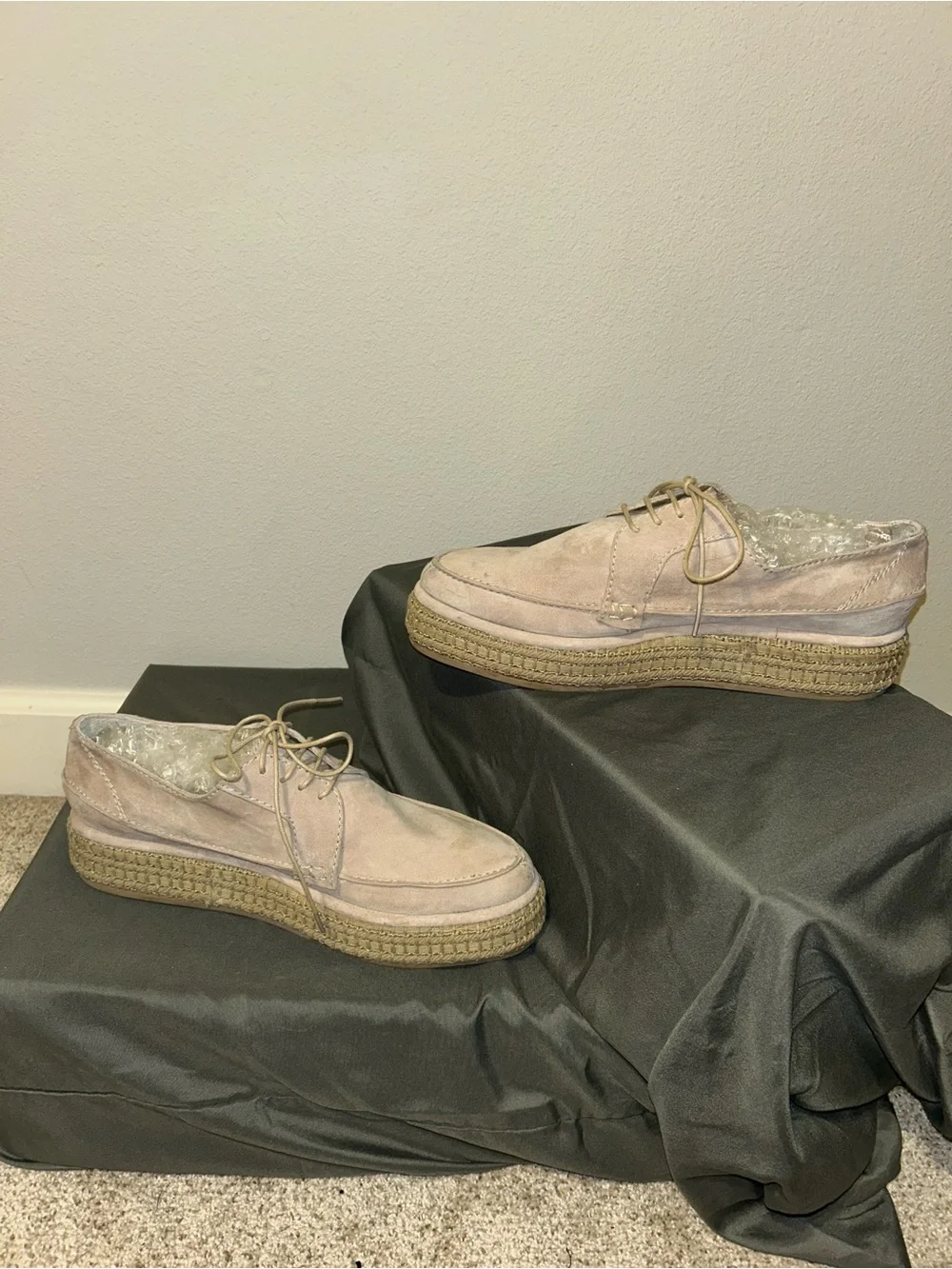 NEW Rachel Comey Beige Suede Espadrille Platform Lace-Up Shoes Sz 9.5